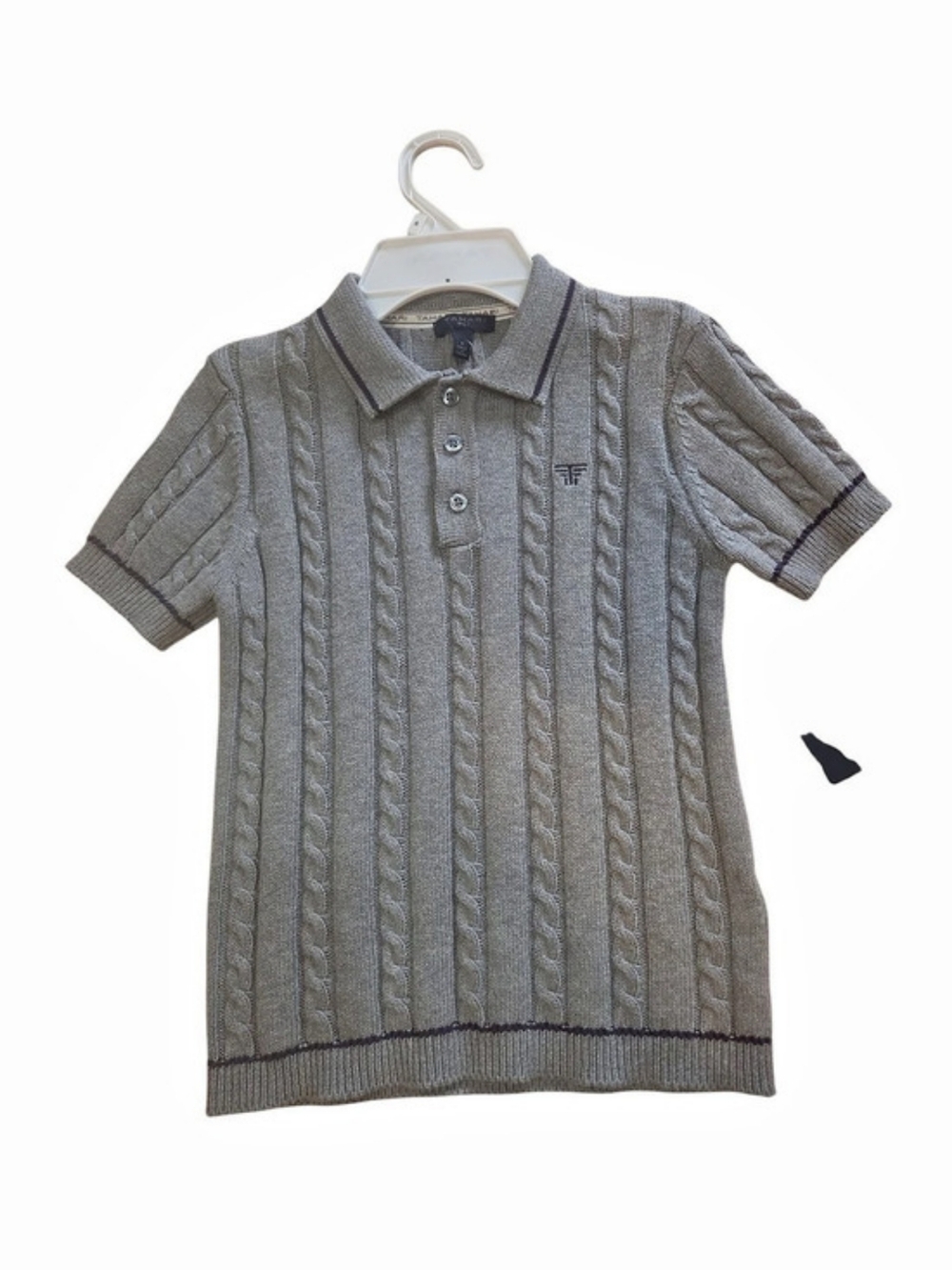 Tahari Boy Cable Knit Polo in Gray Size 6 NWT